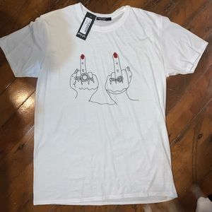 Nasty Gal Flip Em Off Graphic Tee